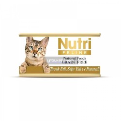 Nutri Feline Tavuklu Sığır Etli ve Patatesli Tahılsız Yetişkin Kedi Konserve Maması 85 Gr
